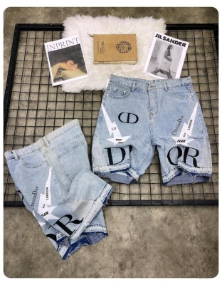 Dior Arrow Print Denim Shorts
